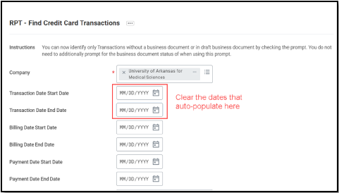 RPT-Find Credit Card Transactions Screen Image