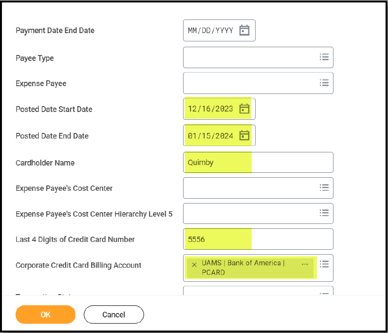 RPT – Find Credit Card Transactions Workday screen image(2)