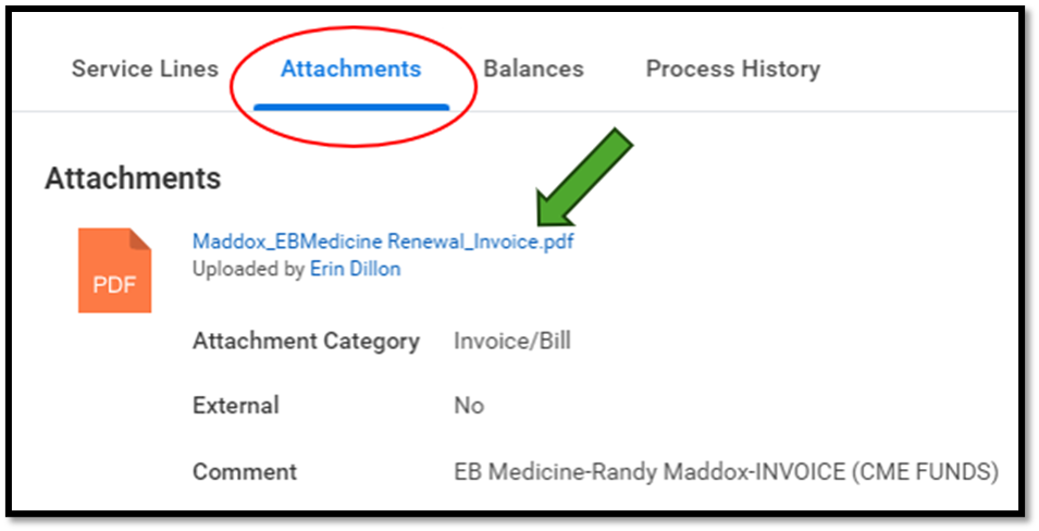 Attachments Screen