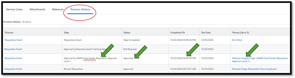 Process History Screen