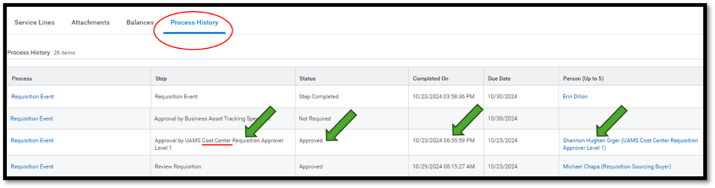 Process History Screen (2)